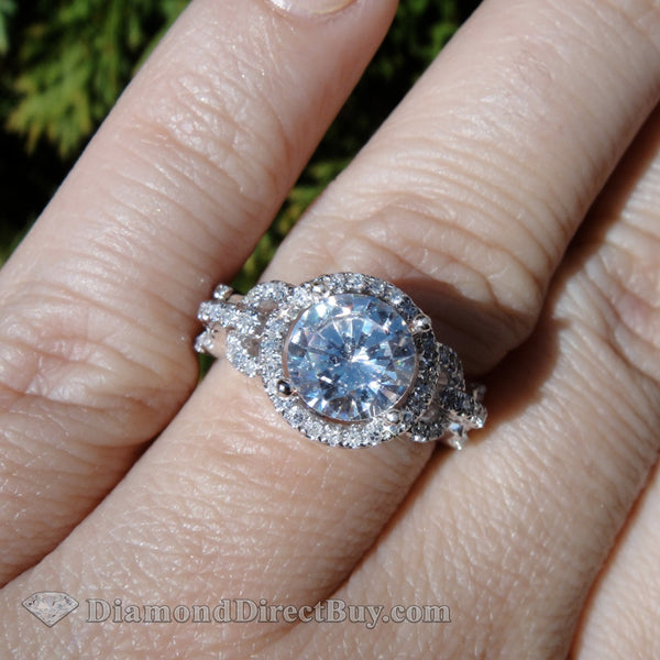 2.30 Carat Halo With Loop Sides Diamond Engagegemt Ring Engagement Rings
