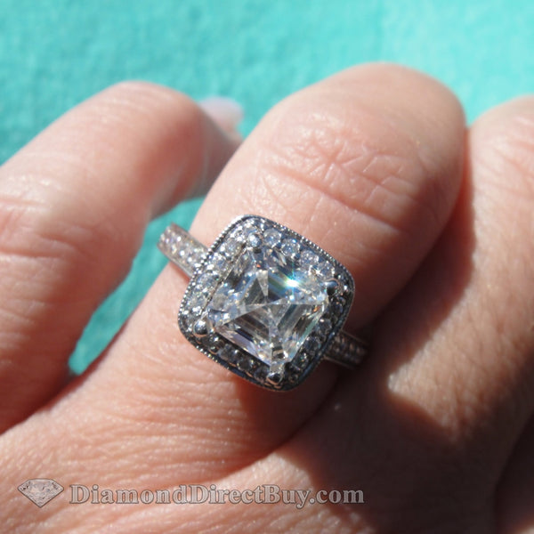 2.30 Scott Kay Halo With Assher Center Engagement Rings
