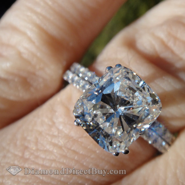 2.50 Cushion Set With Band Engagement Rings