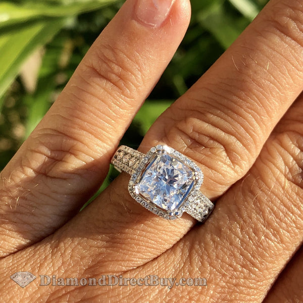 2.50 Spectacular Diamond Ring With 2.01 Cushion Gia Center Plus Setting Engagement Rings