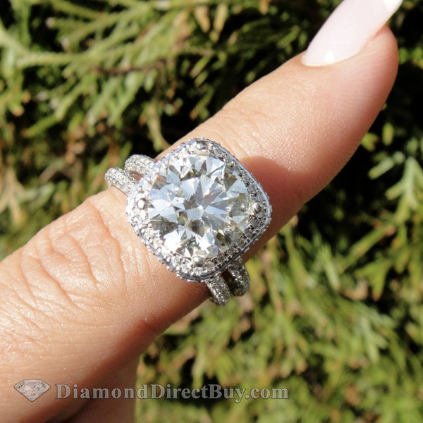 5.00 Carat Halo Cutom Made Set Engagement Rings