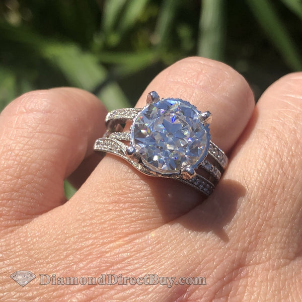 5.50 Platinum Custom Solitaire Moissanite Ring 10.5Mm Old Mine Cut Gorgeous + Free Wrap