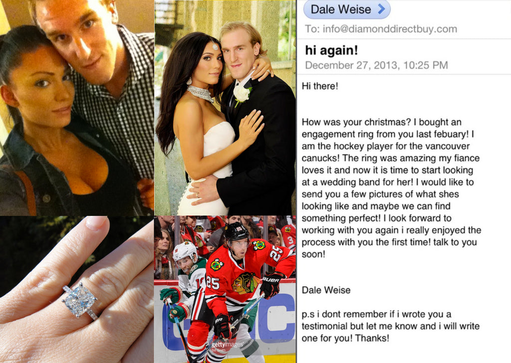 Celebrity Clients:  NHL Pro Hockey Player DALE WEISE  bought his ENGAGEMENT ring from me!