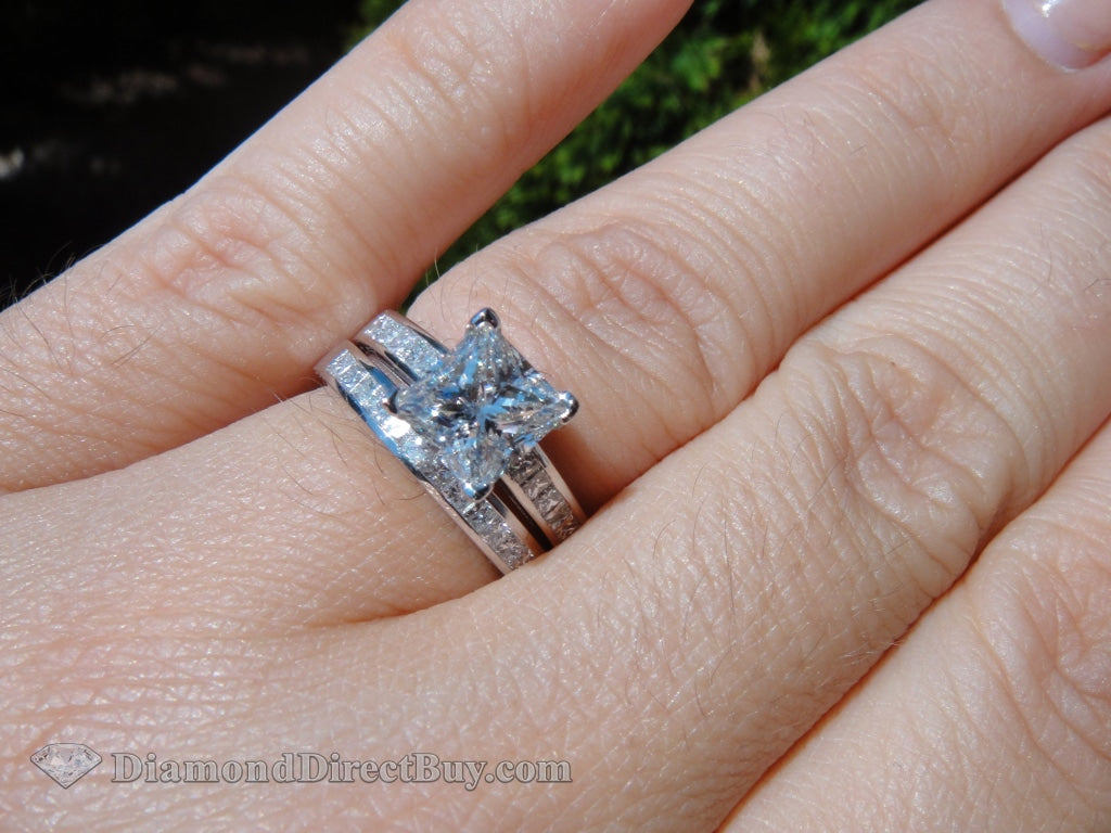 1.50 H Si1 Princess Cut Gia 2.20Ct Total In The Set Wow Engagement Rings