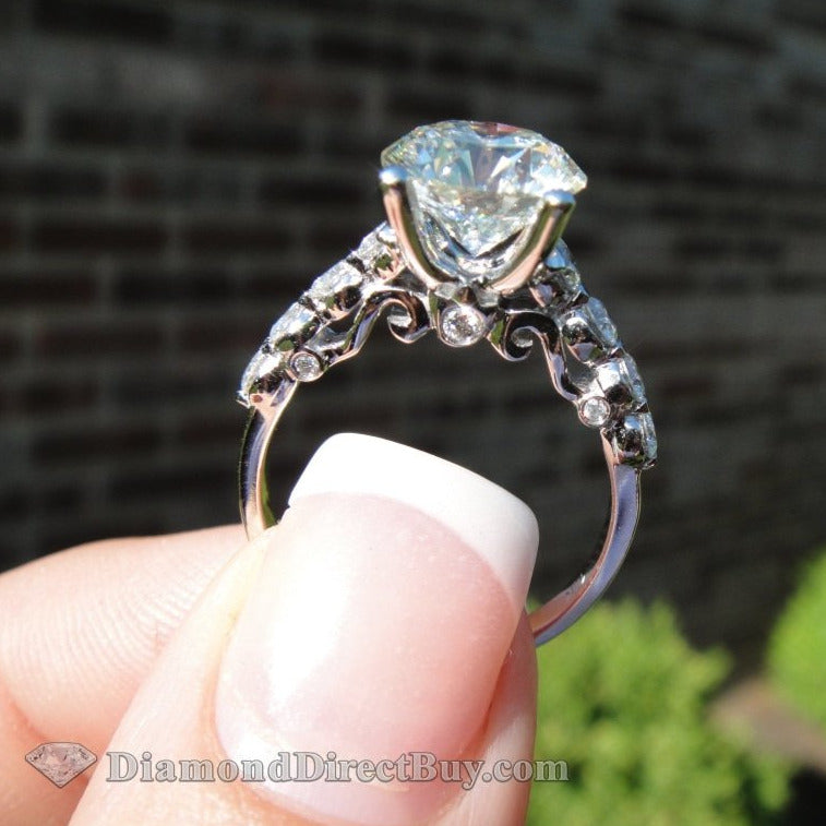 Unique 2.18 Ctw Emerald Cut Diamond Side Stone Best Engagement Ring 14k  Yellow Gold Over – BrideStarCo