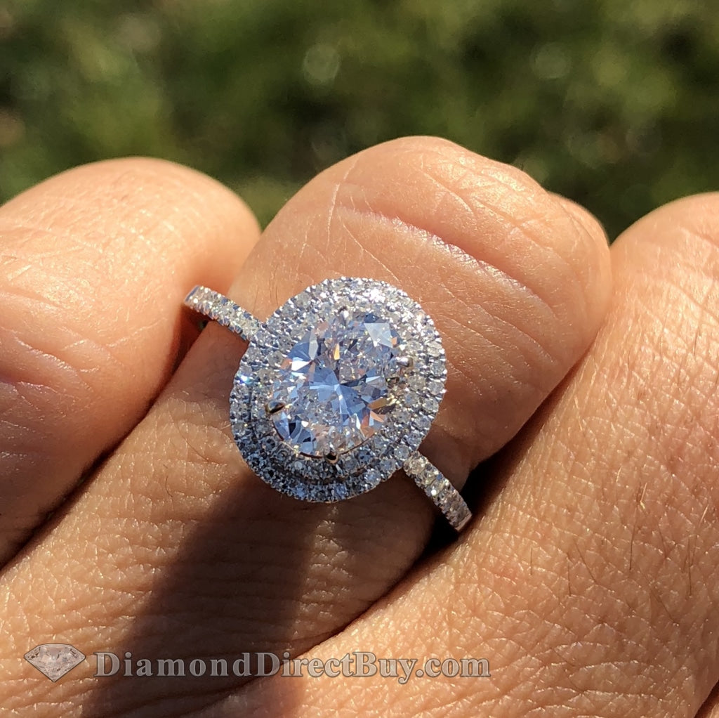 Oval diamond double halo Clearance