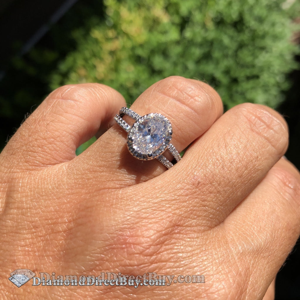 2.00 Carat Halo Oval Diamond Ring I/vs1 Gia Engagement Rings