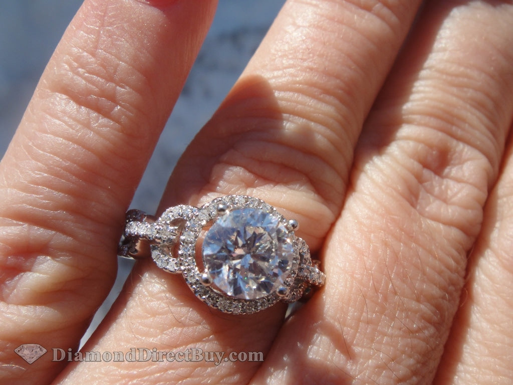 2.00 Loop Sides Halo Diamond Ring Engagement Rings