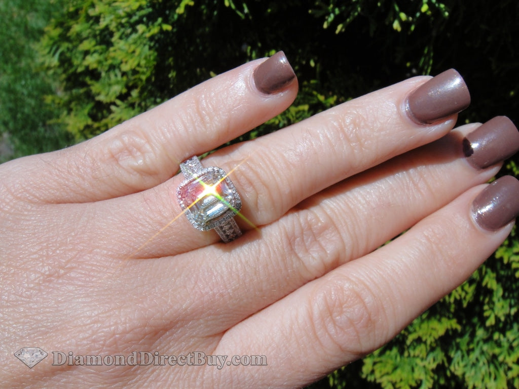 2.01 Emerald Diamond Center In Custom Made Setting Wow! Engagement Rings
