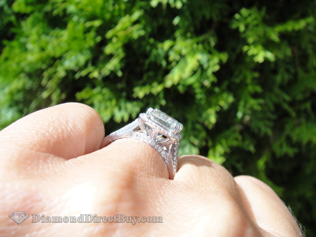 2.01 Emerald Diamond Center In Custom Made Setting Wow! Engagement Rings