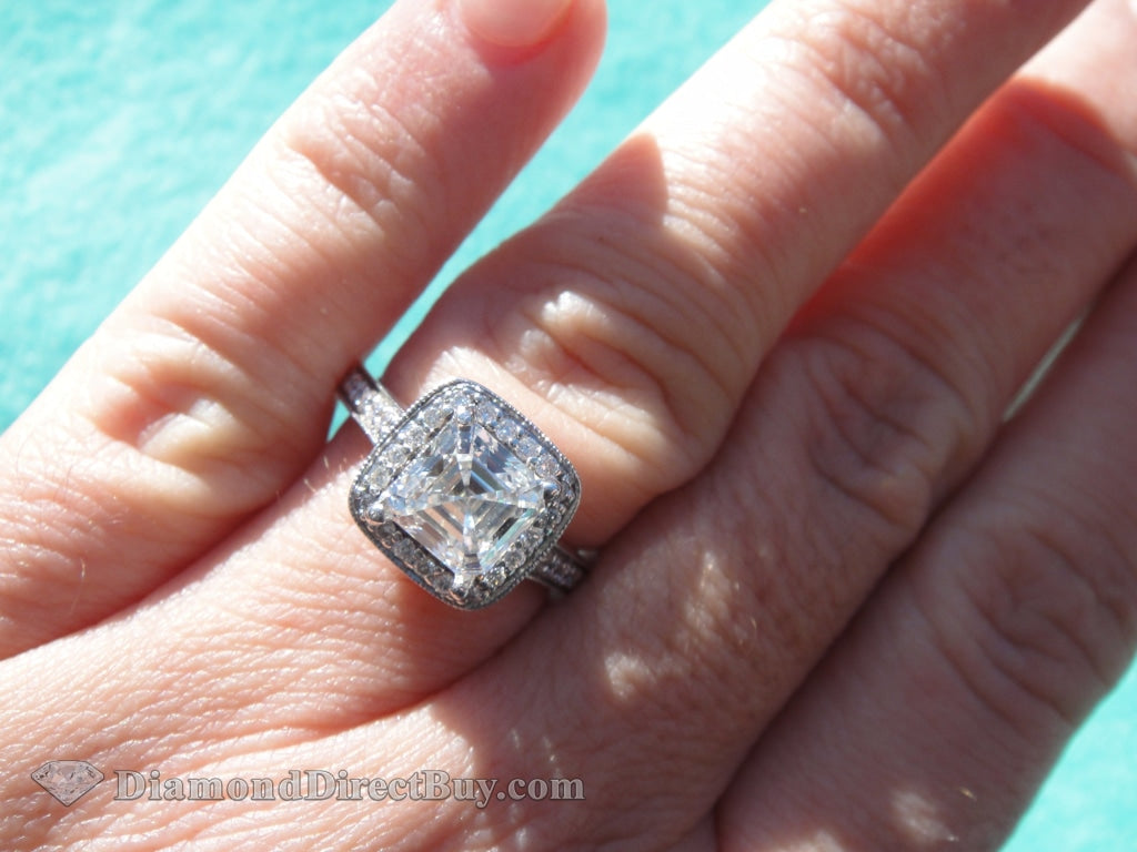 2.30 Scott Kay Halo With Assher Center Engagement Rings