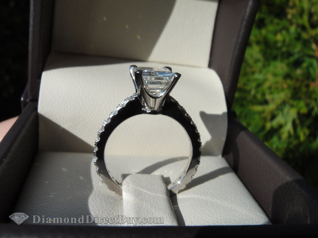 2.30 Simple Elegant Pave Emerald Solitaire Engagement Rings