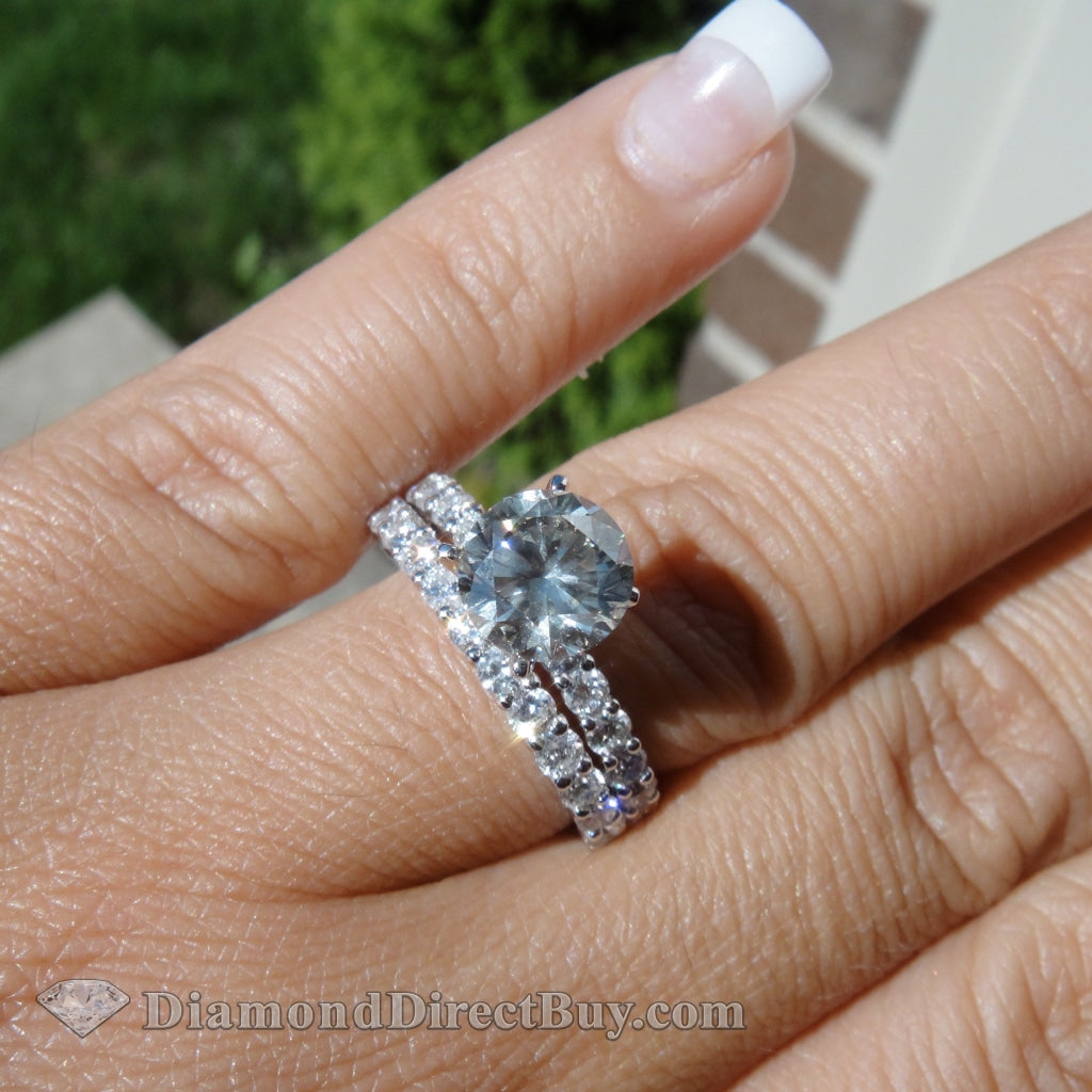2.50 Carat Matching Wedding Set 1.50 Gia Natural Diamond Center Engagement Rings