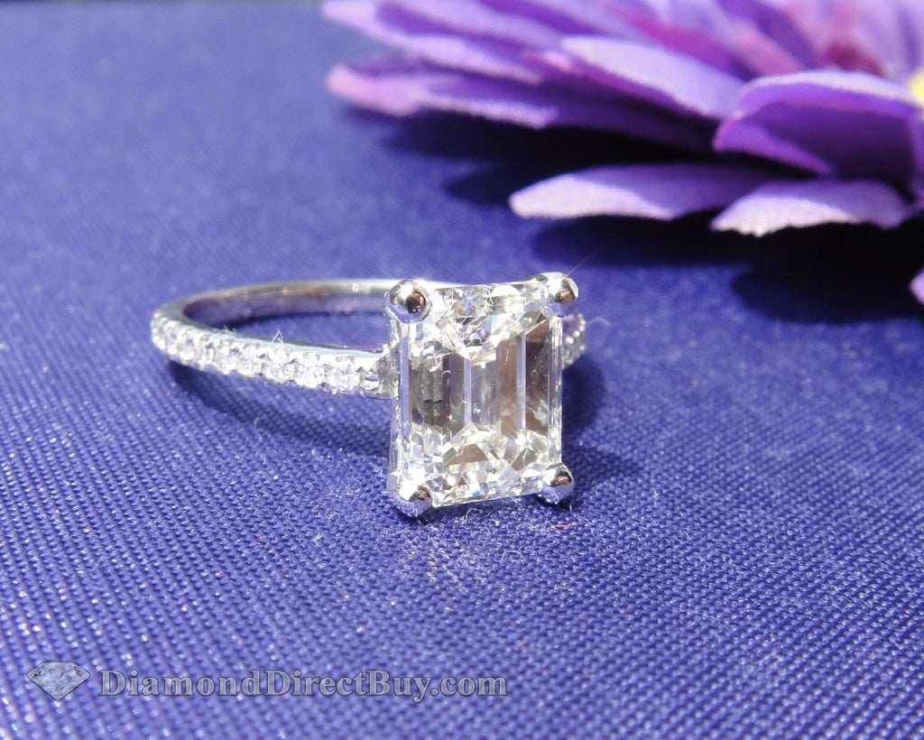 2.50 Emerald Diamond Ring And Band Combo Engagement Rings