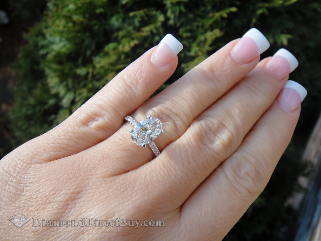 2.50 Oval Diamond Ring Set 1.50 Gia Center +Wedding Band Engagement Rings