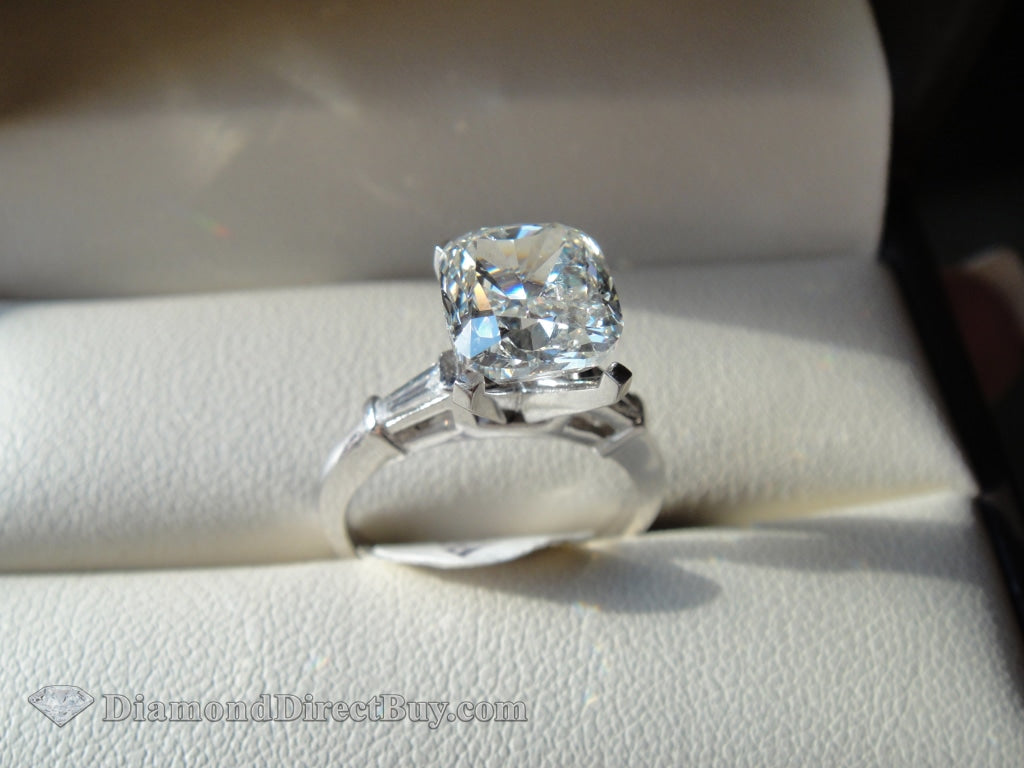 2.90 Carat Threes Tone Cushion Cut Platinum Ring 2.50 H Vs1 $24800 Engagement Rings