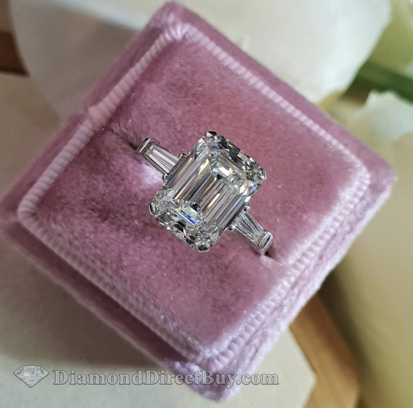 2.90 Emerald Cut Platinum Ring Engagement Rings