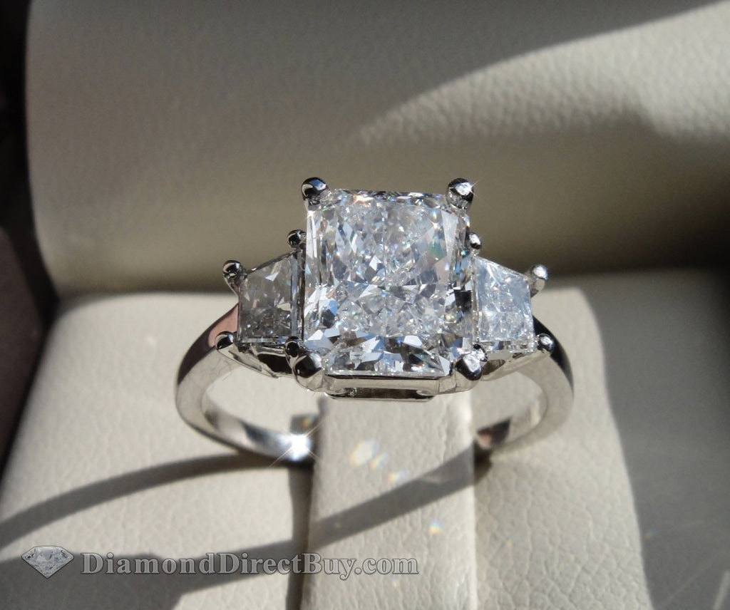 3.00 Carat Radiant Diamond Ring With Sides