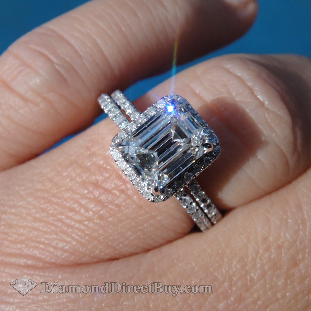 3.00 Carat Wedding Set With Emerald Center Engagement Rings