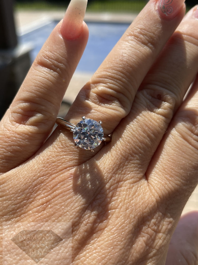 Traditional Tiffany ring yellow gold band /Plat head Classic