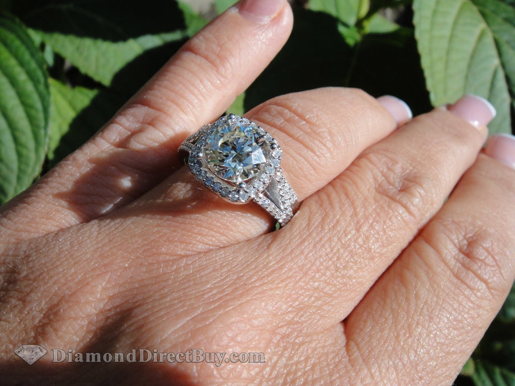 3.20 Ct Halo Split Shank Ring Gia Center Engagement Rings