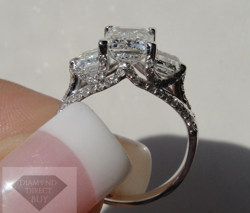 3.20 Emerald Cut Masterpiece With A 2.51 J/vvs2 Center Gia Engagement Rings