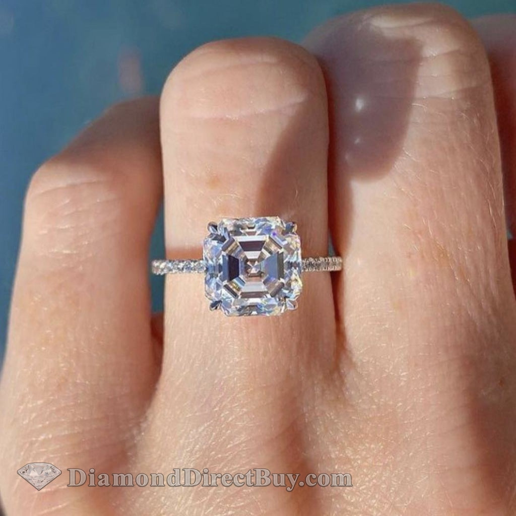 3 Carat Asscher Cut Diamond Engagement Rings