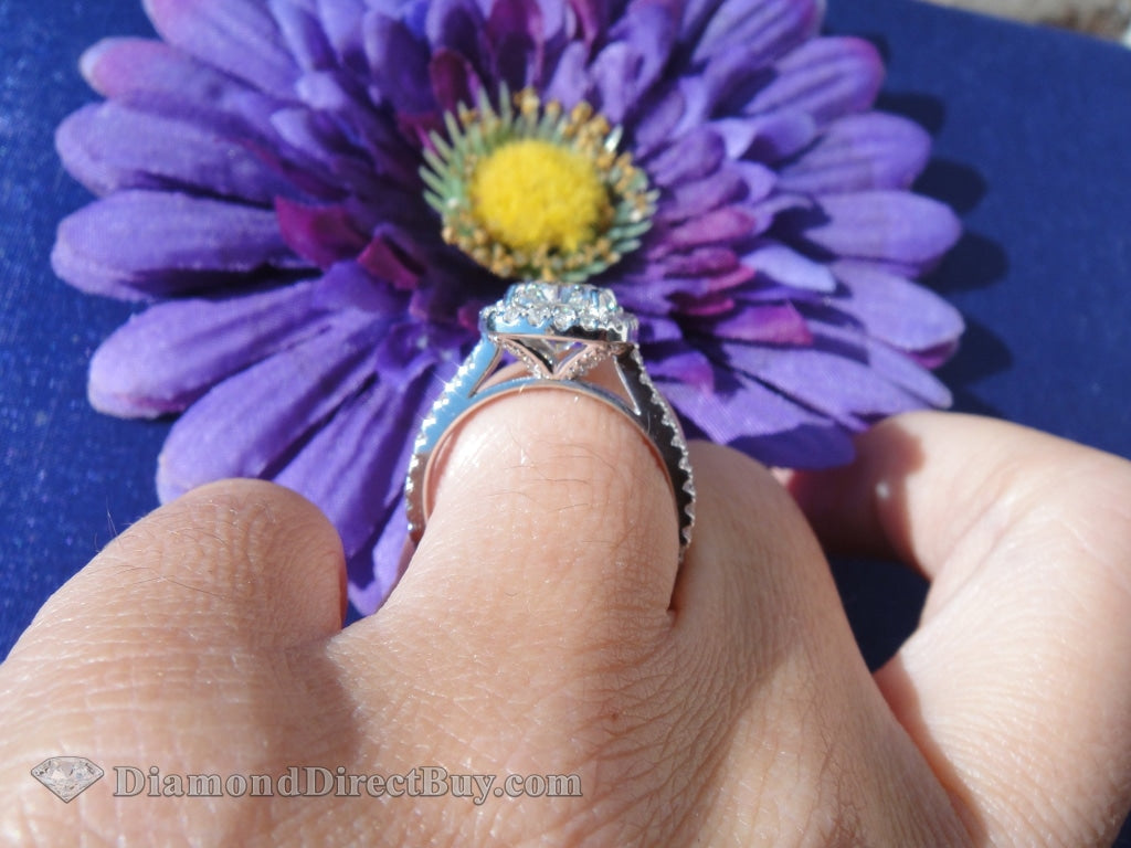 3.50 Elongated Halo Cushion Center Diamond Ring Engagement Rings