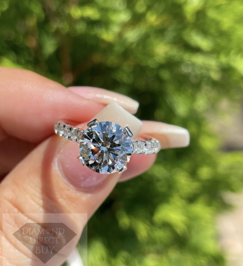 3.33 Carat Pave Diamond Engagement Ring Rings