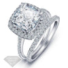 3.86 Halo Cushion Wedding Set Engagement Rings