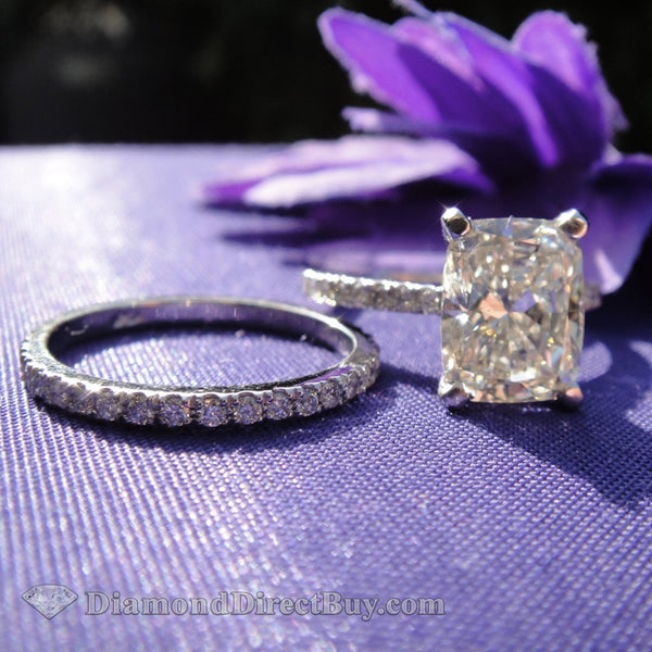 4.00 Gia Cushion Engagement Ring With Micro Pave Band Rings