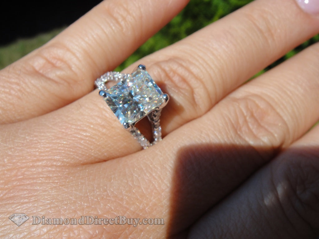 4.5 Radiant Cut Split Shank Engagement Ring -Lg Engagement Rings