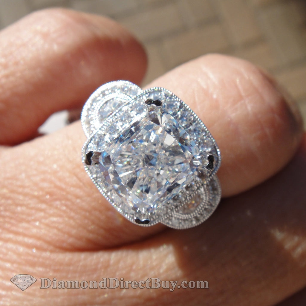 4.50 Gia Cushion Diamond Ring 2.50 I Vs1 Center Wow Engagement Rings