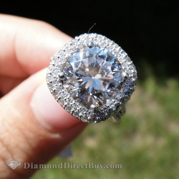 4.63 Double Halo Cushion Shape Round Center Engagement Rings