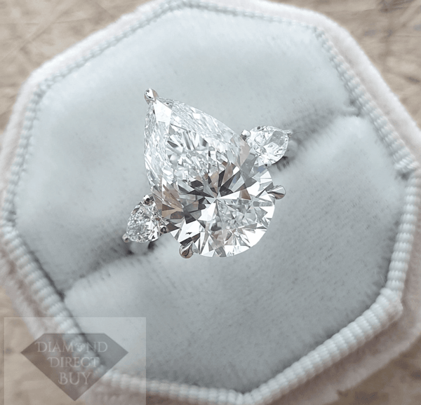 5 Carat Pear Cut 3 Stone Diamond Ring Engagement Rings