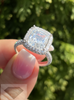 6.11 Carat Platinum Halo Cushion Diamond Engagement Ring Rings