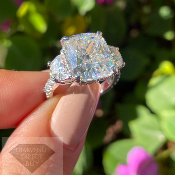 8 Carat Cushion Diamond/moissanite Platinum Ring Engagement Rings