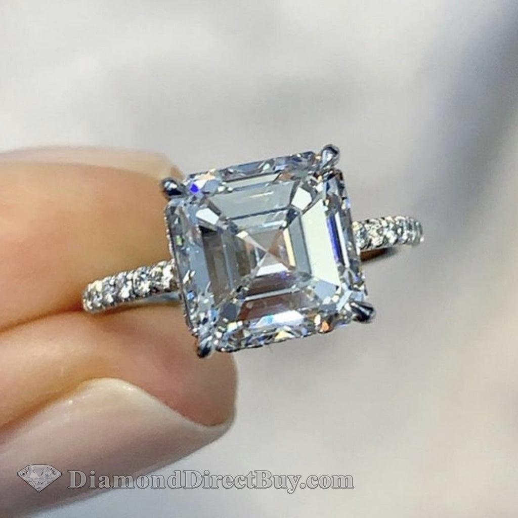 1.47 ctw Asscher Cut Diamond & Halo Engagement Ring - Raven Fine Jewelers