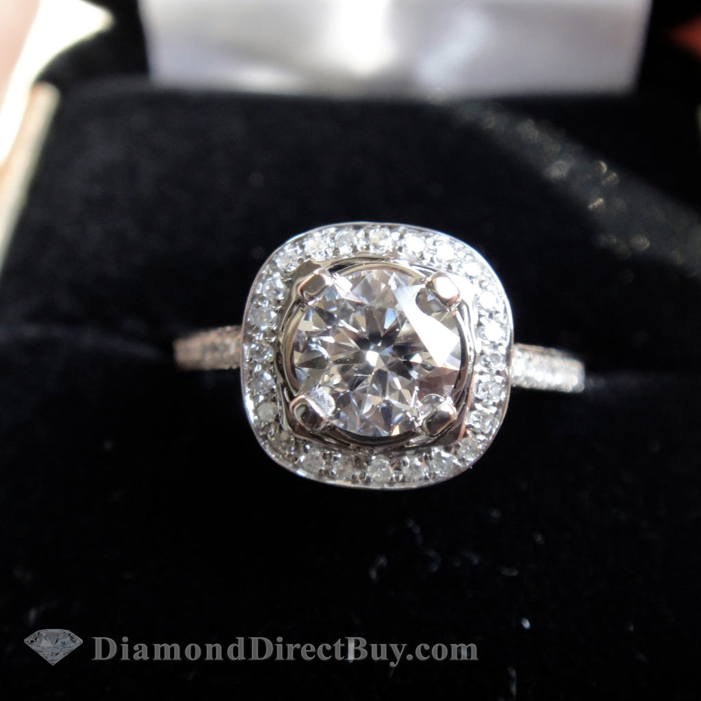 Beautiful Cushion Halo With Round Center Engagement Rings