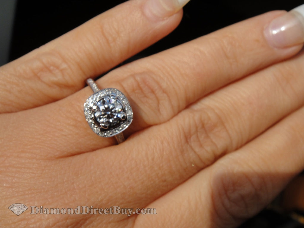 Beautiful Cushion Halo With Round Center Engagement Rings