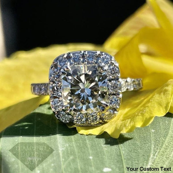 3.00 Halo Cushion Diamond Ring Engagement Rings
