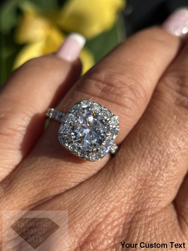 3.00 Halo Cushion Diamond Ring Engagement Rings