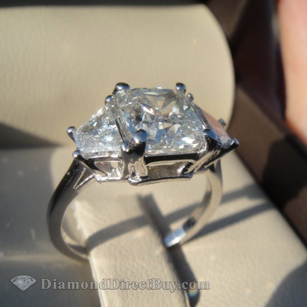 Cushion With Side Trapezoids Engagement Rings