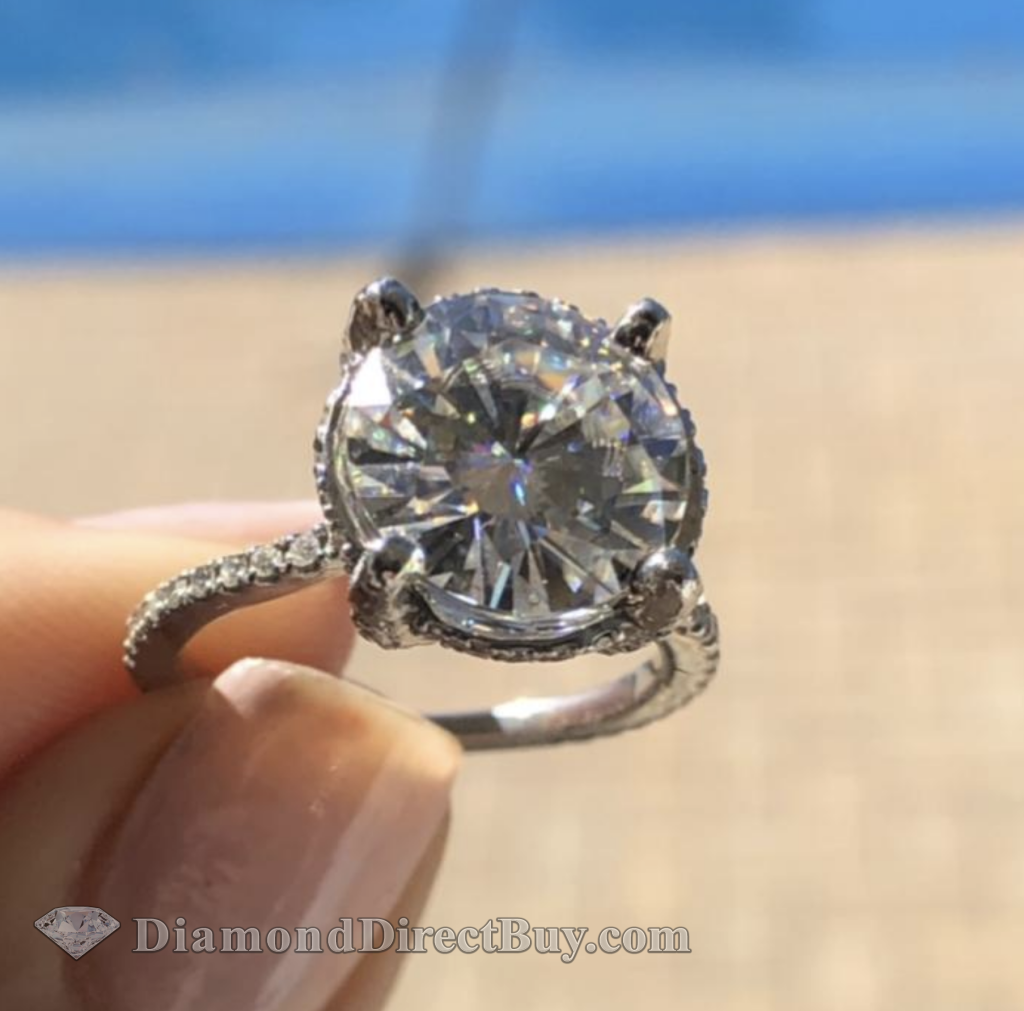 Custom Made Diamond/platinum Ring With 4.5 Carat Center Engagement Rings