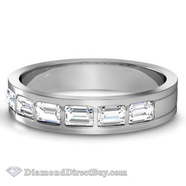 Custom Made Side Emerald Band Mens Rings