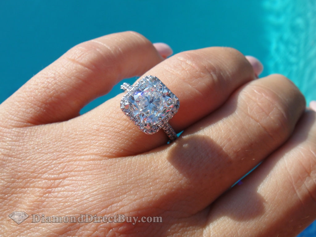 2.53 Halo Cushion Diamond Ring Gia Center Engagement Rings