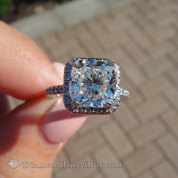2.53 Halo Cushion Diamond Ring Gia Center Engagement Rings