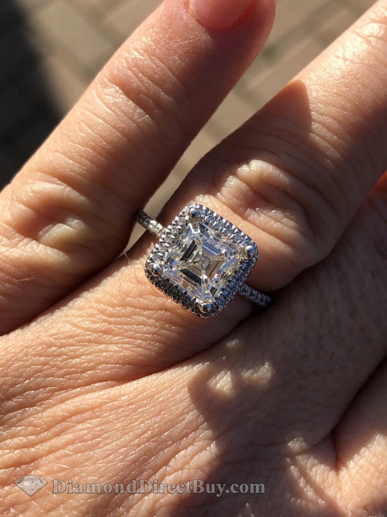 Halo Asscher Cut Diamond Ring Gia Certified
