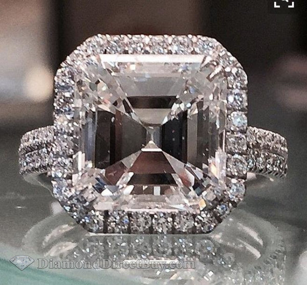 Halo Asscher Cut Diamond Ring Gia Certified