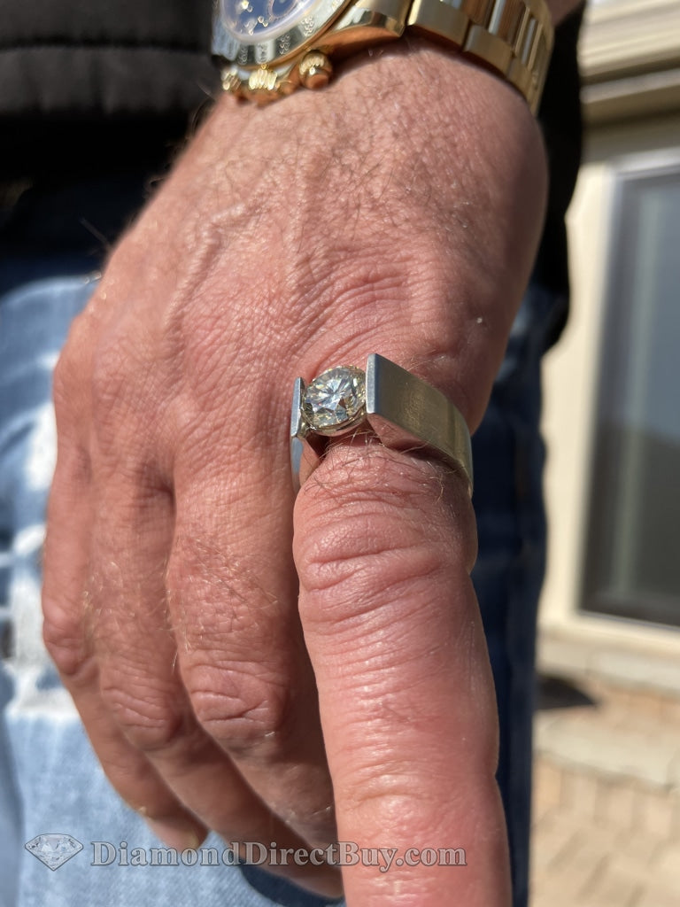 Titanium Ring with Tension-Set Moissanite Custom Made Men's Wedding Band –  Stonebrook Jewelry
